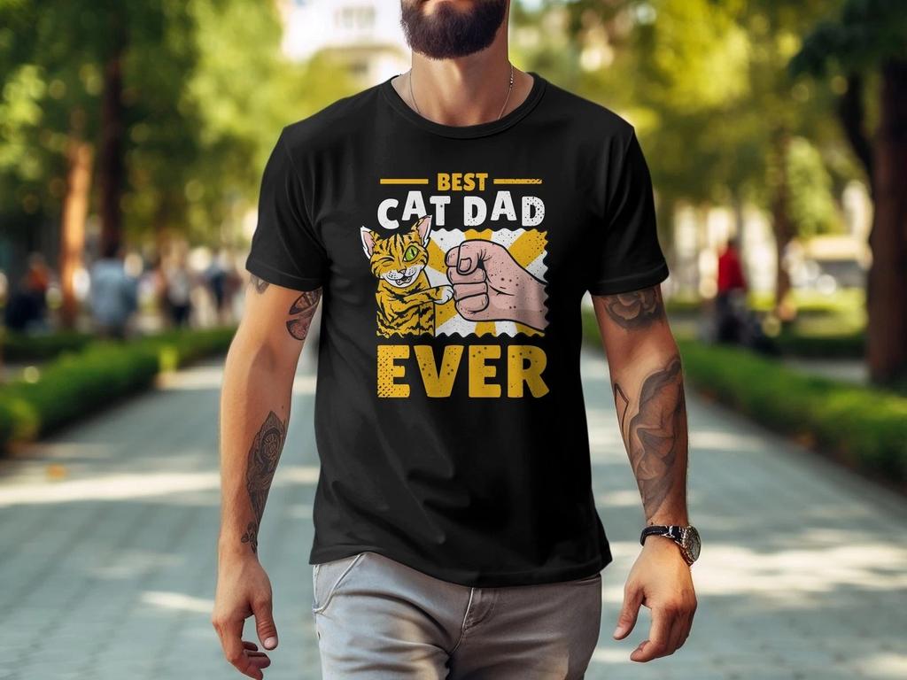 Best Cat Dad Ever T-Shirt, Funny Cat Lover Gift, Men's Graphic Tee, Pet Owner