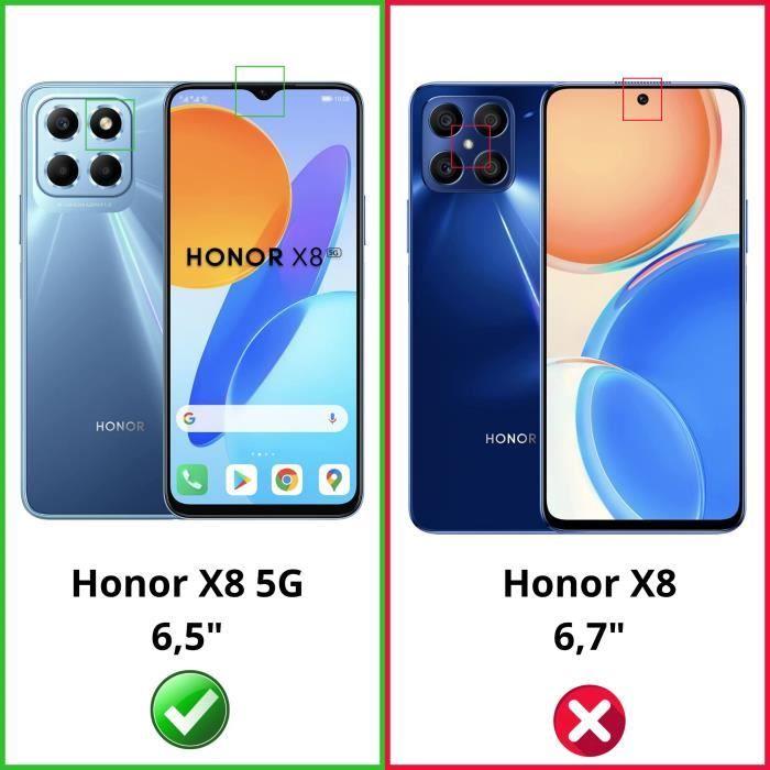 Coque antichoc - PHONILLICO - HONOR X8 5G - Silicone souple - Protection renforcée - 2 Verres Trempé