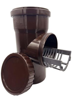 Gutter Inspection Cleaner With Strainer, Diameter 110 Mm, Brown, Aquer