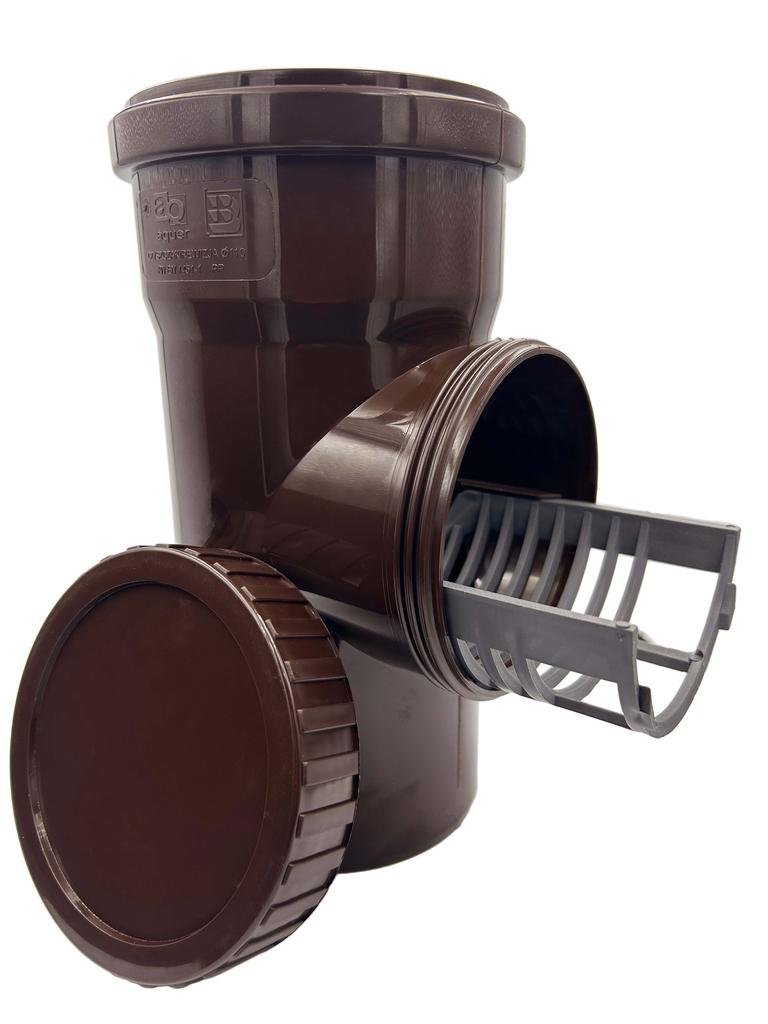 Gutter Inspection Cleaner With Strainer, Diameter 110 Mm, Brown, Aquer