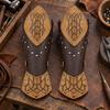 Cosplay Bracer with Embossed Panel Lightweight Leather Forearm Adjustable Arm Guard