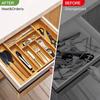 Bamboo Cutlery Rack Expandable Drawer Organizer, Adjustable Cutlery Tray, Wooden Cutlery Drawer Divider Organizer, Kitch