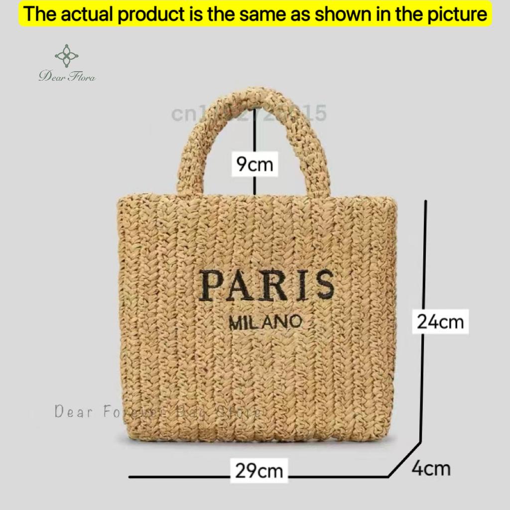 Women'S Fashion Large Capacity Handmade Straw Knitting Tote Bag Summer Travel Beach Shoulder Bags Casual Simple Portable Handbag
