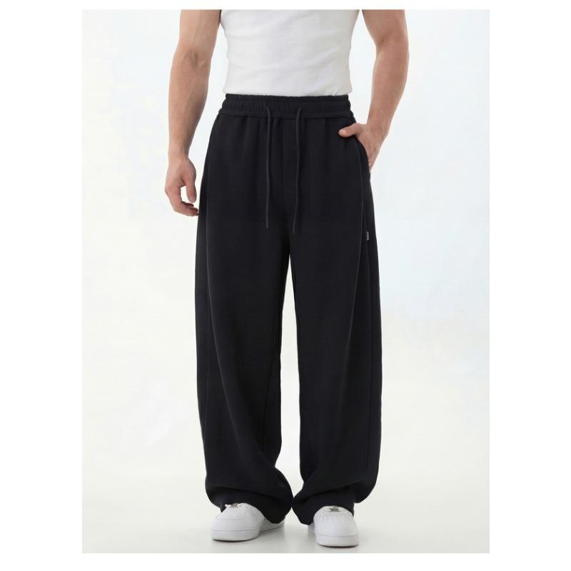Mens Loose Split Spliced Draping Casual Sports Long Sweat Pants