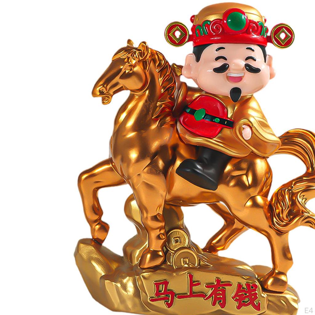 God of Wealth Figurine Feng Shui Figure Adornment Tabletop Ornament, Statue, for Bedroom Car Decor