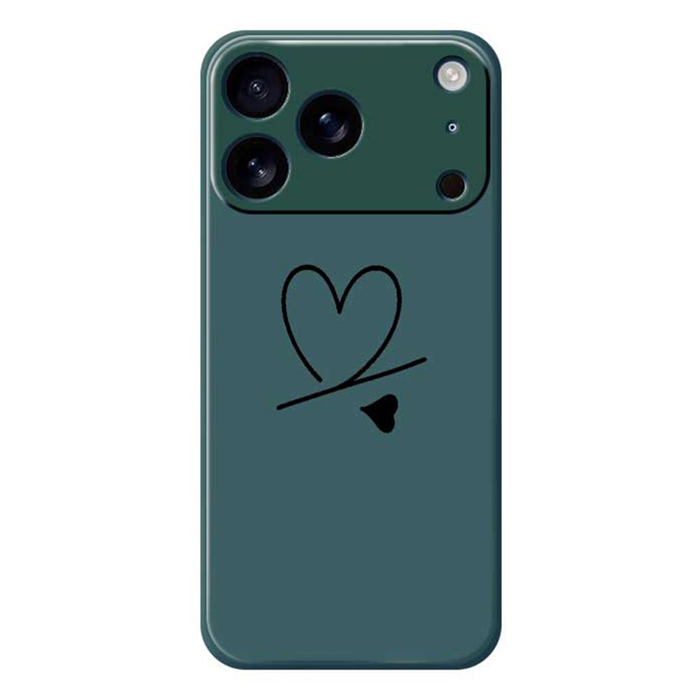 For iPhone 17 Pro Case Black Love Pattern Printing Straight Edge TPU Phone Back Cover