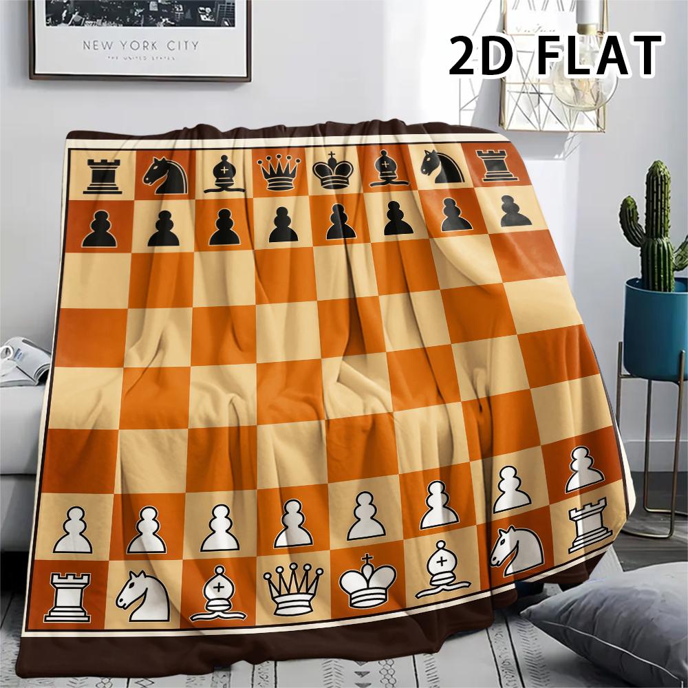 1Pc Chess Print Flannel Blanket,High quality Comfortable for All Seasons,Home Decor,Warmth and Comfort,Perfect for Christmas Gifts