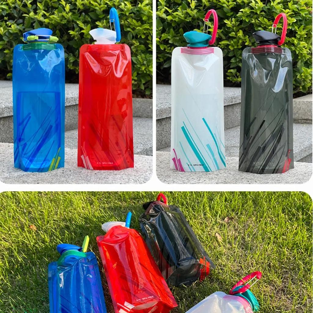 1pcs Outdoor 700ML Cycling Sports Water Bottle Mountaineering Portable Water Cup PE Plastic Folding Water Bag Gift Promotion Wat
