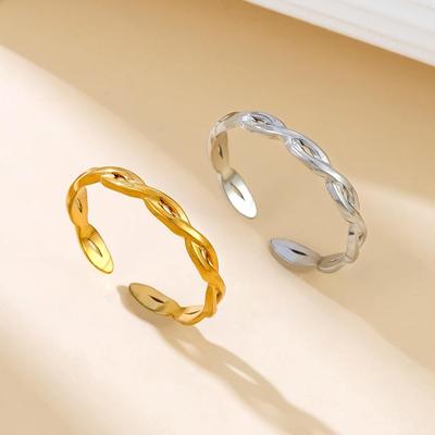 Twisted Open Minimalist Titanium Steel Ring for Women - Hollow Ins Style Stainless Steel Design