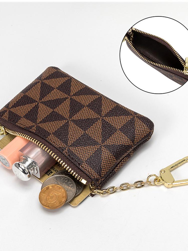 Mini Zipper Coin Purse: Plaid & Pinwheel Pattern Wallet for Women, Versatile Card Holder Bag