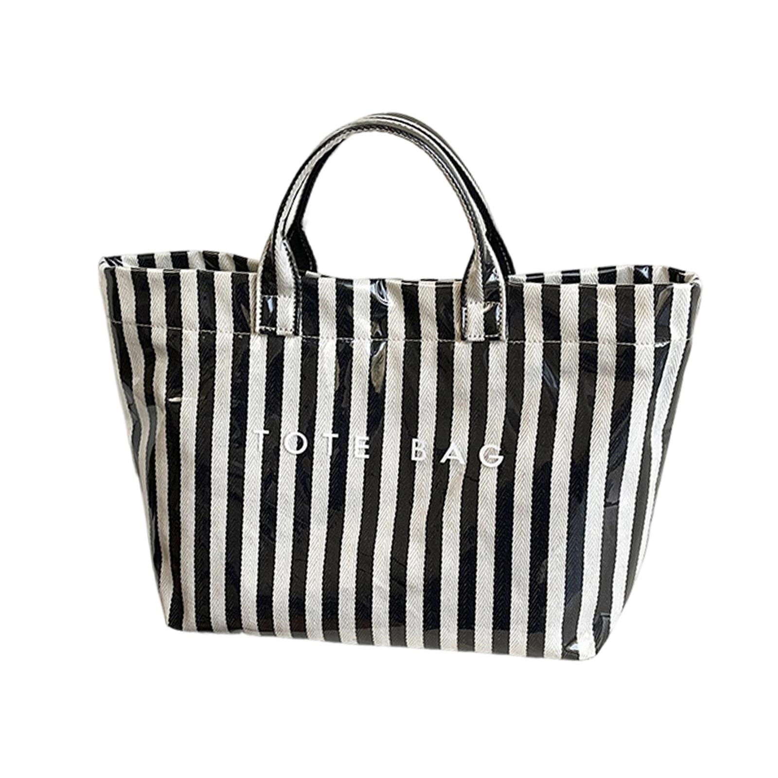 Женская полосатая сумка-тоут с принтом из букв, вместительная сумка-тоут