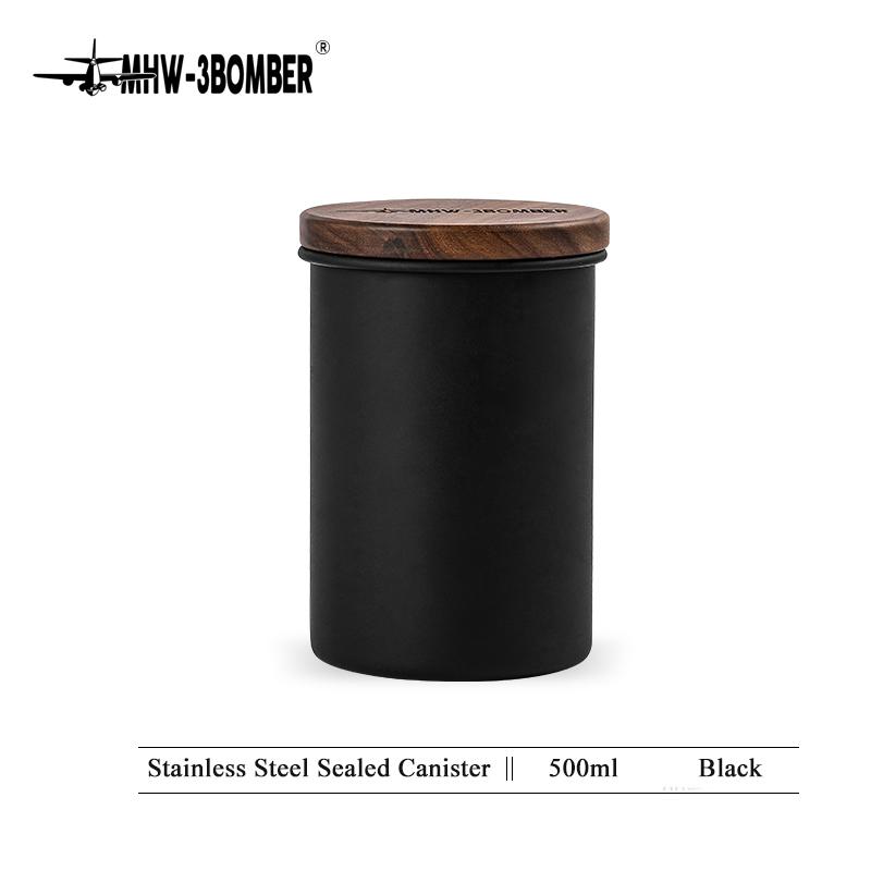 MHW-3BOMBER 500ML Airtight Stainless Steel Coffee Bean Storage Container Home Storage Canister 8g Measuring Spoon Kitchen Tools