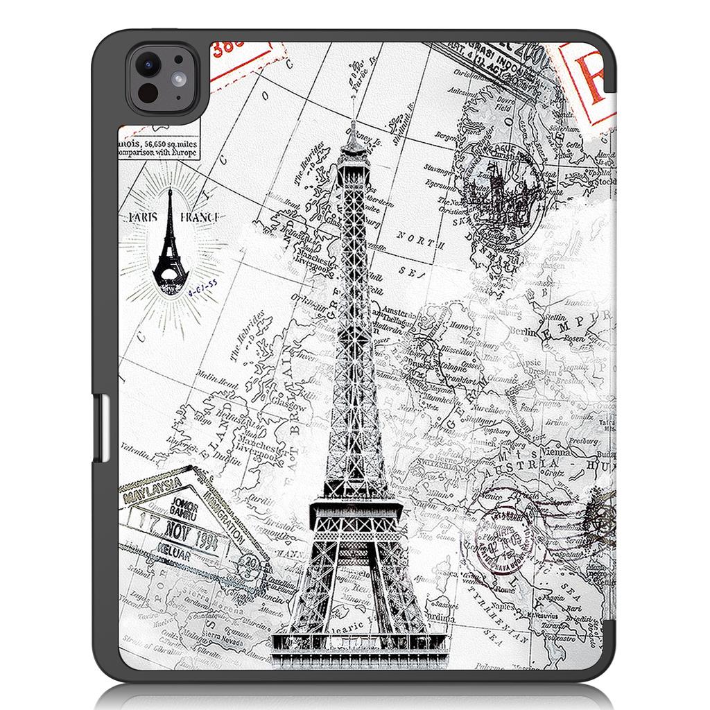 For iPad Pro 13 (2025)/13 (2024) Tablet Case Pattern Printing Tri-Fold Stand Leather+TPU Cover with Pen Holder