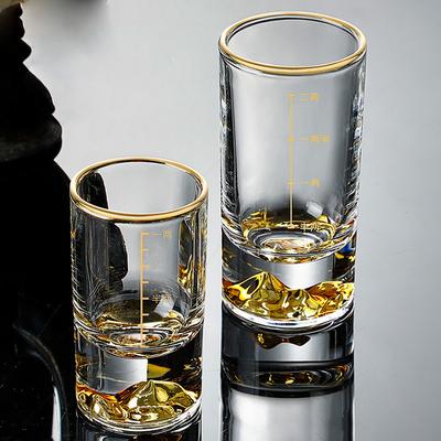 50ml/100ml Zlatá Hora Vision Odměrka Luxusní Sklo Malý Objem Sklenka na Víno Silné Dno Sklenky na Destiláty Panák