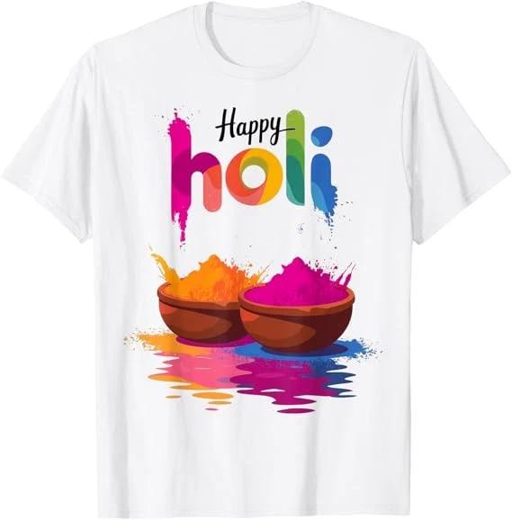 Happy Holi Color Powder Festival of Colors Design T-Shirt Size S-4XL XXXL