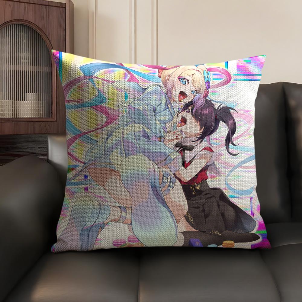NNeedy Girl Streamer Overloa Cushion Cover Natural Linen Organic Fabric DoubleSided Printing Sofa Home Decor Gift Pillow Case