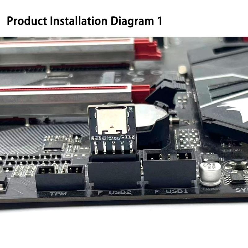 USB2.0 9 Pin to USB C Adapter Connector PC Internal Motherboard 9 Pin USB2.0 Converter for Desktop Computer