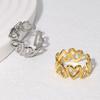 Women Adjustable Ring Anti-Oxidation Lightweight Comfortable Ring Hollow Heart Shape Exquisite Process Ring