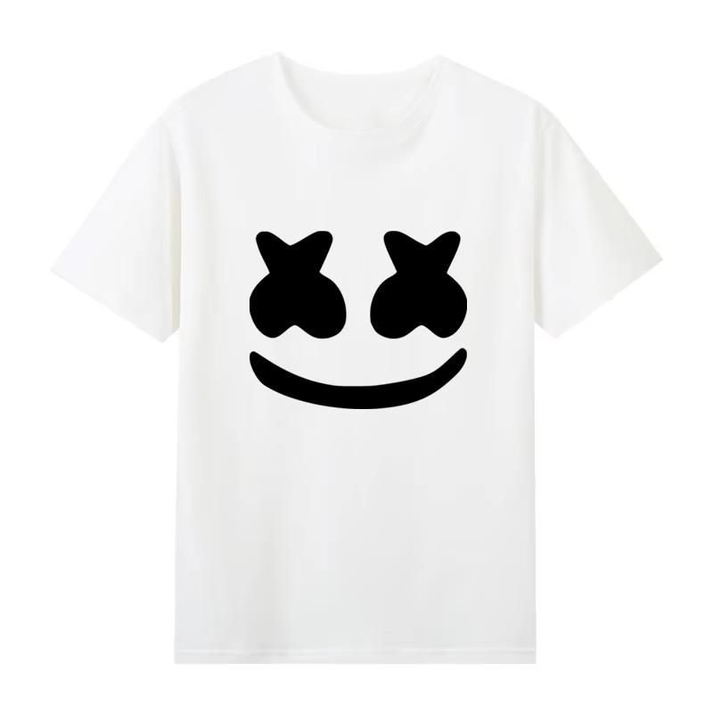 2025 Marshmello Printed Clothes Head Cover Male Top 100 DJ Electronic Nightclub Cotton Short Sleeve Tshirt High Quality T Shirt