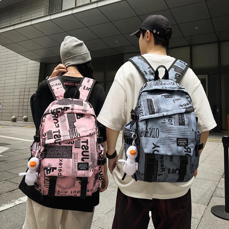 Letter Unisex Graffiti Backpack With Multiple Pockets For School And Campus