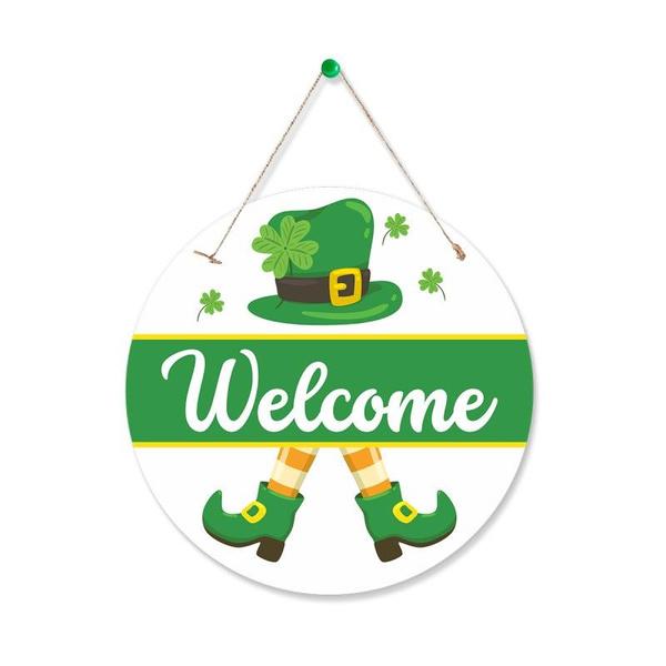 St. Patrick's Day Decorated Door Sign Hanging Decorations Irish Day Outdoor Porch Layout Listing