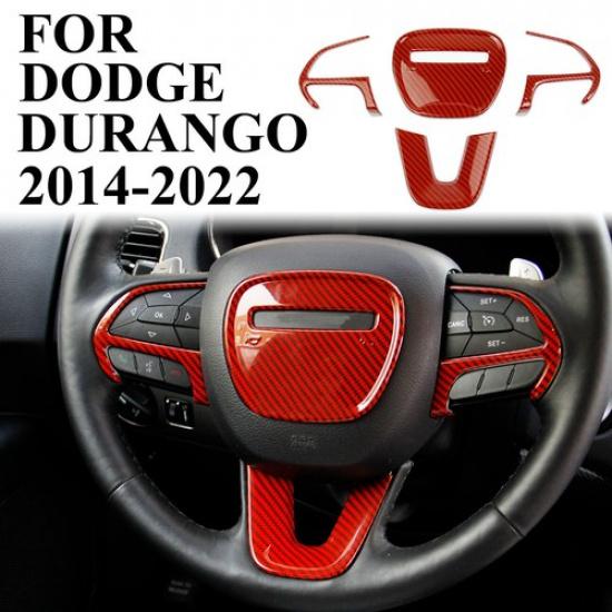Red Carbon Fiber Style Steering Wheel Cover Trim For Dodge Durango 2014-