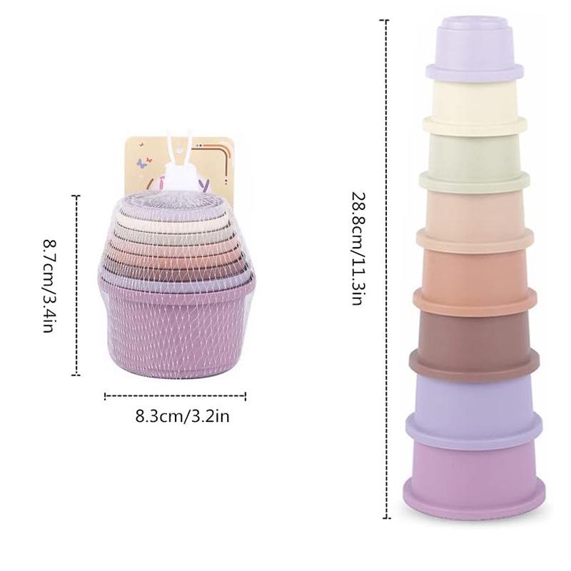 Stackable Rabbit Toy: 8-Piece Plastic Nesting Cups for Children's Education & Water Play