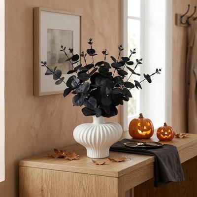 5er-Bündel Schwarze Geldblätter Halloween-Partydekoration Künstliche Blätter für Saisonale Innen- und Außenevents