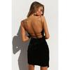 Back Detailed Midi Length Black Velvet Dress