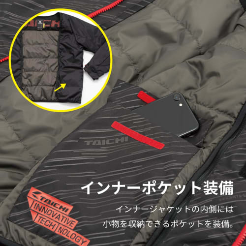 RS TAICHI Motorcycle Autumn/Winter Waterproof Cold Protection Built-in CE Protector Removable Inner Included Motrek Winter Parka RSJ723 TREAD BLACK XX