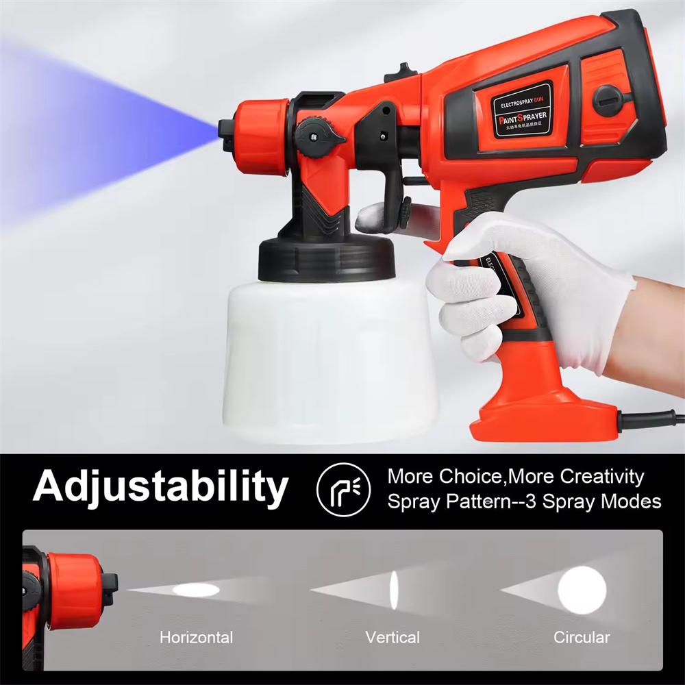 900ml Electric Paint Sprayer 2 Nozzle Sizes HVLP Household Paint Sprayer Flow Control Easy Spraying for Furniture Cabinets Door