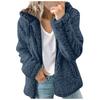 Fashion Women Casual Hooded Plush Warm Jackets Zipper Cardigan Tops Coat