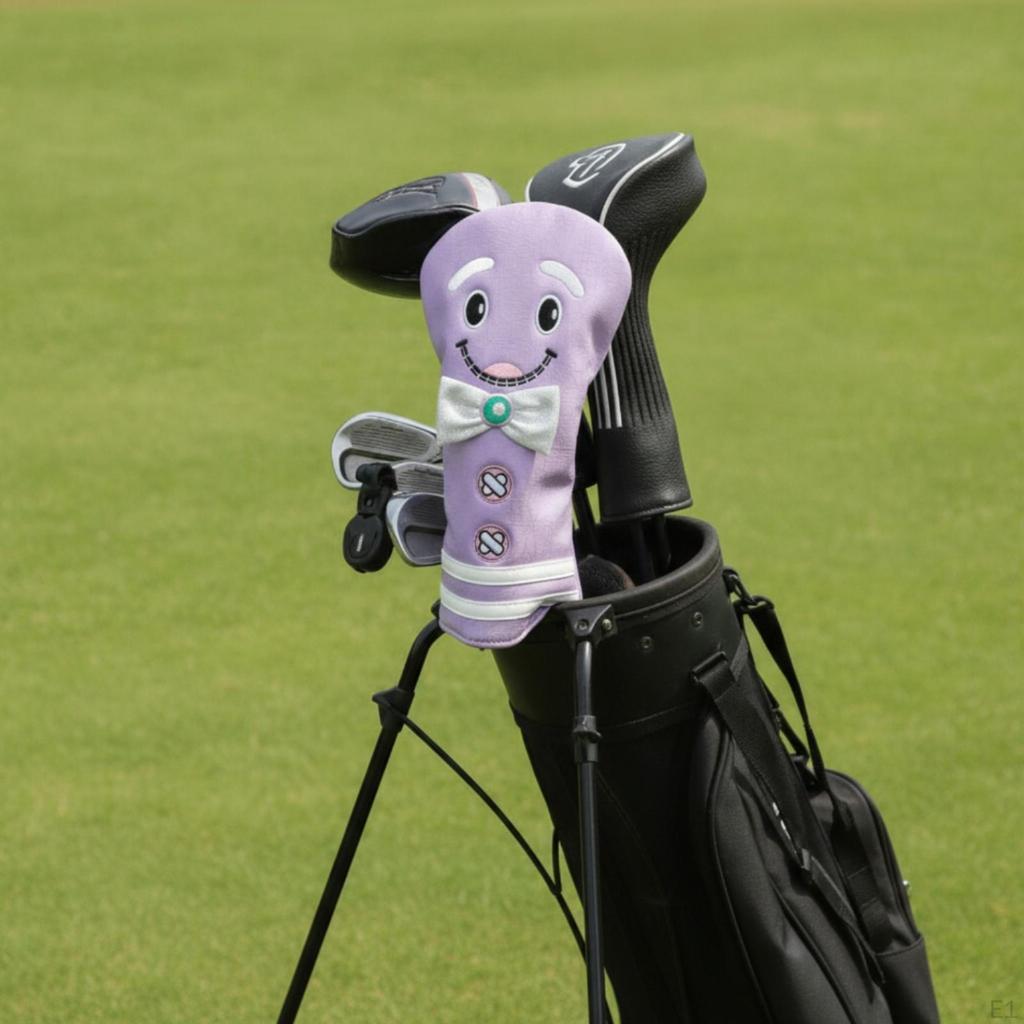 Golf Club Cover with Cartoon Face Whimsical Headcover Embroidered for