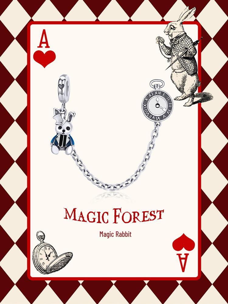 Sterling Silver S925 Rabbit Safety Chain DIY Bracelet Accessories