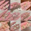 s9Silver Needle Cat's Eye Stone Earrings for Women, Elegant Geometric Heart-Shaped High-End Earrings, Korean Style Ear Accessories