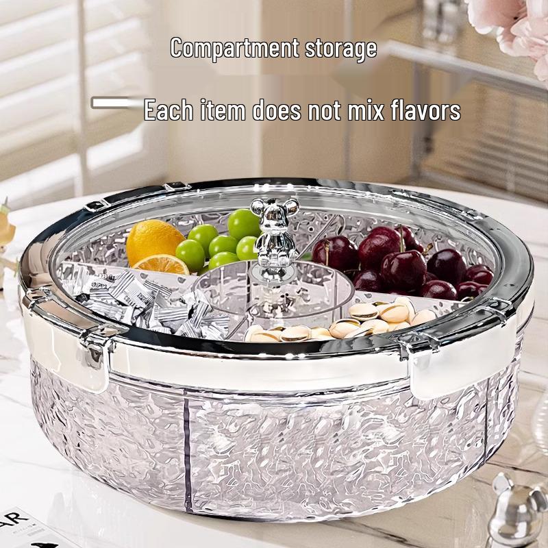 Elegant Sealed Nut and Dried Fruit Snack Tray for Coffee Tables