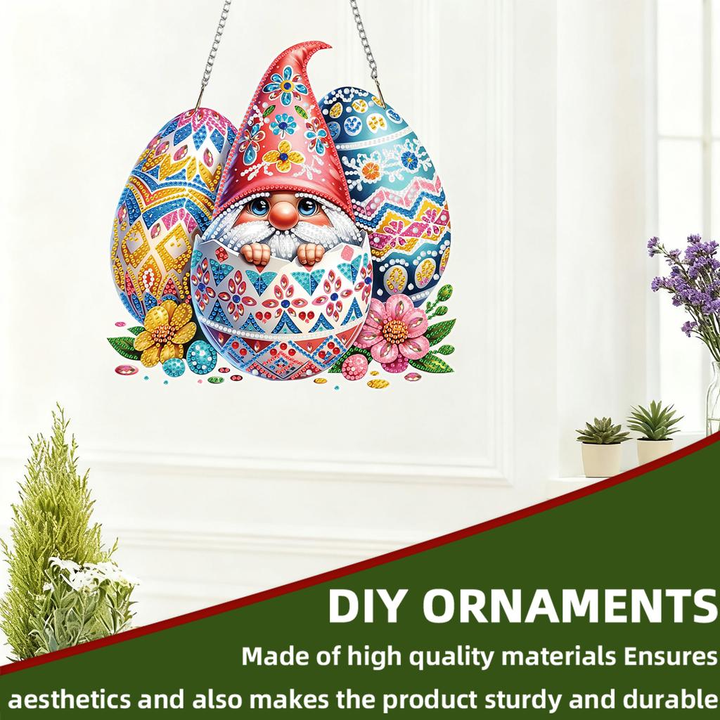 Easter 2D/Flat DIY Special Shape Rhinestone Diamond Art Window Pendants Diamond Art Pendant Window Hanging Art for Home Decor
