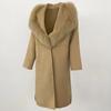 OFTBUY 2024 Autumn Winter Jacket Natural Real Fox Fur 100% Blends Wool Coat Women Loose Outerwear Casual Outerwear Streetwear