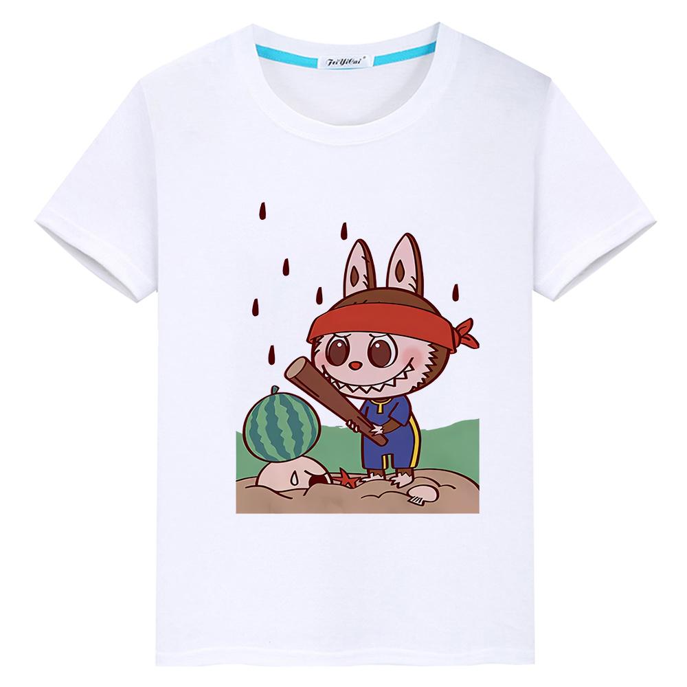 Labubu 100%Cotton T Shirt for Kids Boy 10years Kawaii Tops Pride Tshirt Anime Short Y2k Toddler Girl Clothes Kids Clothes Girls