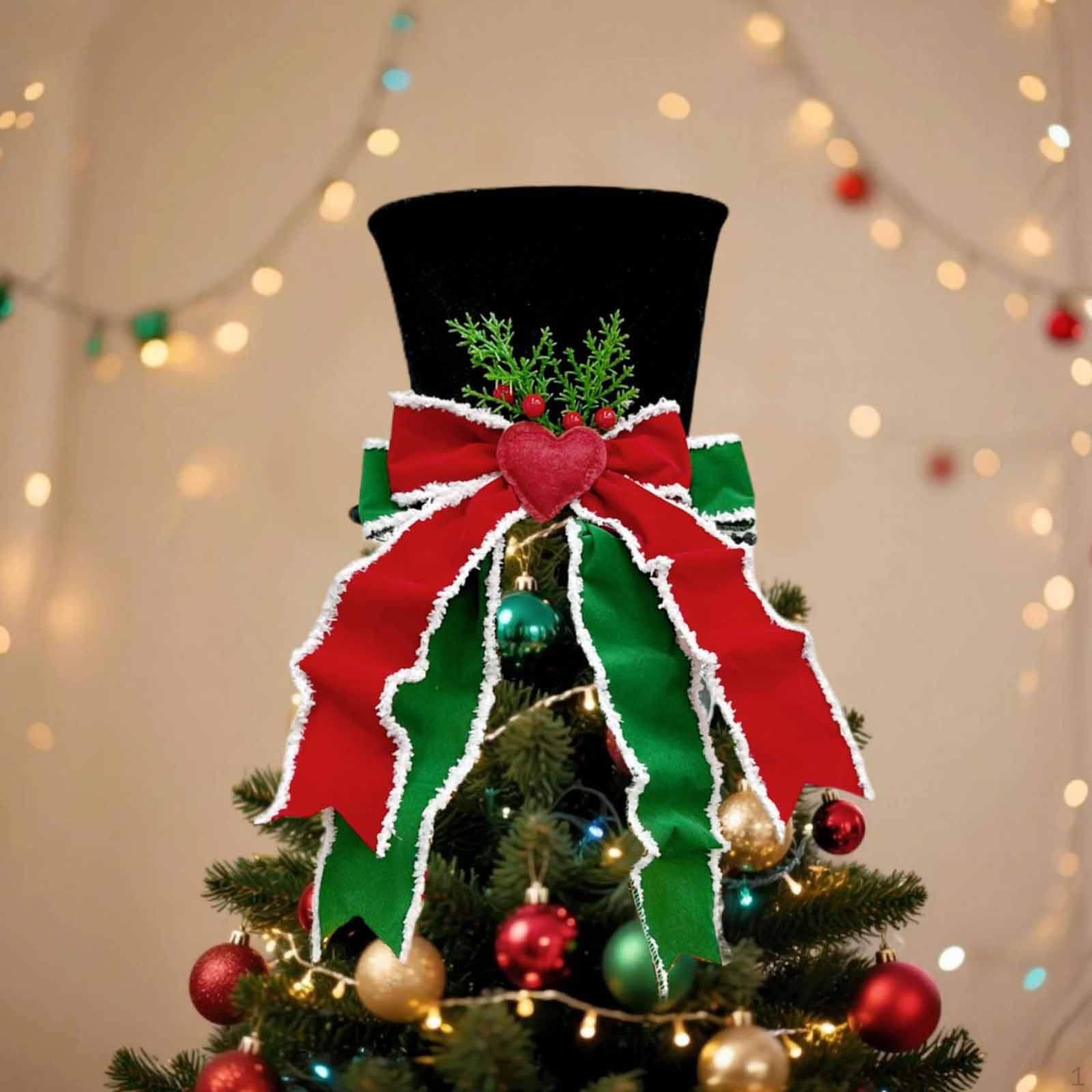 

Шляпа-верхушка для рождественской елки, Рождественское украшение, Праздничное украшение, Декоративный бант для