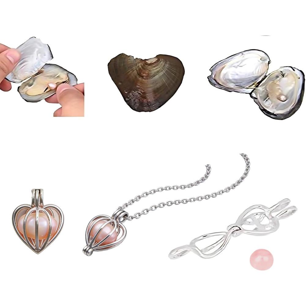 Set Scatola Regalo Gioielli Collana di Perle Fai da te Perle d'Acqua Dolce Acquacoltura Auguri d'Amore Intarsio di Perle Rotonde Gioiello Coordinato Regalo per Donna