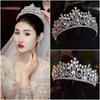 European and American Light Luxury Bride's Crown Shining Crystal Headwear  Princess Birthday Style Crown Wedding Beauty Pageant Accessories