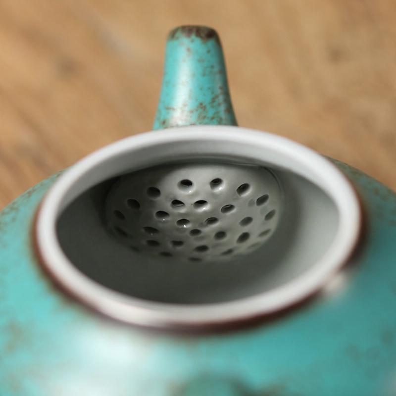 160ml Ceramic Teapot Kiln Change Peacock Green Kung Fu Tea Set