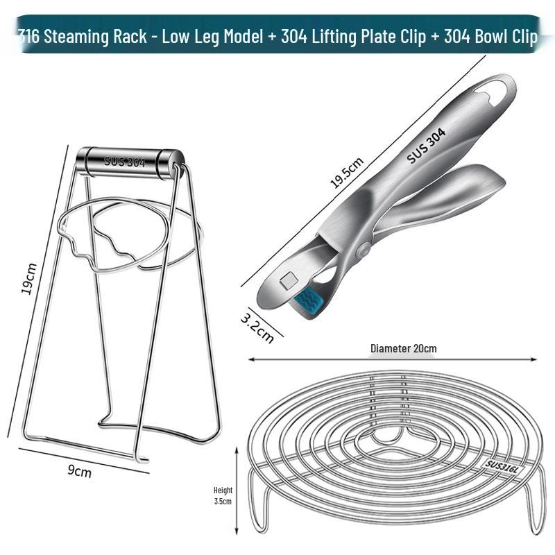 316 Stainless Steel Steamer Rack for Buns and Vegetables - Pressure Cooker Tray & Water Bath Separator