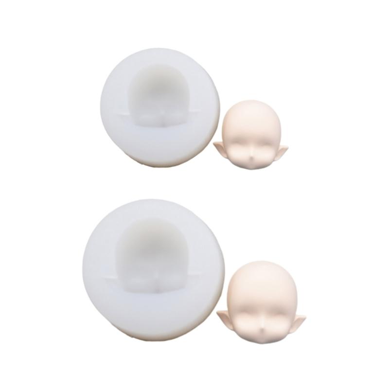 BJD Human Face Mold OB11 Soft Ceramic Q Version Happy Closed Eyes Ultra Light Clay Fondant Silicone Mold 4.5cm 6cm