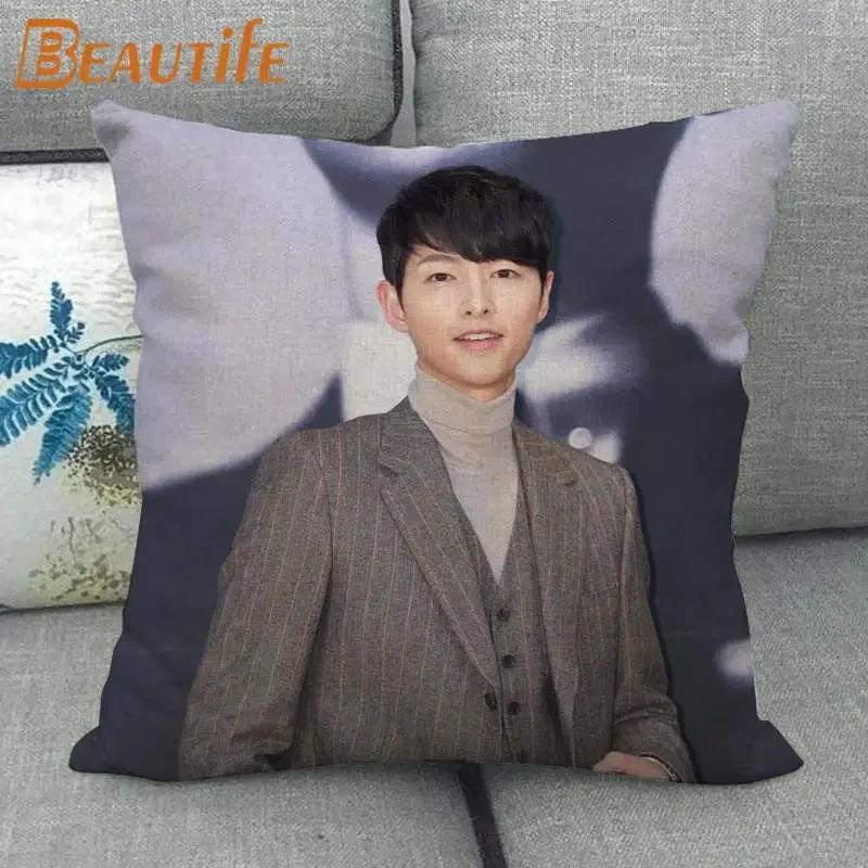 45X45cm Vincenzo Song Joong Ki KPOP Pillow Cover Square Zipper Cotton Linen Fabric Pillow Cases Bedroom Home Decorative Gift