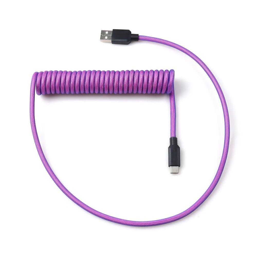 USB Type C Connector Cord Type C To USB-A Coiled Keyboard Cable Desktop Computer