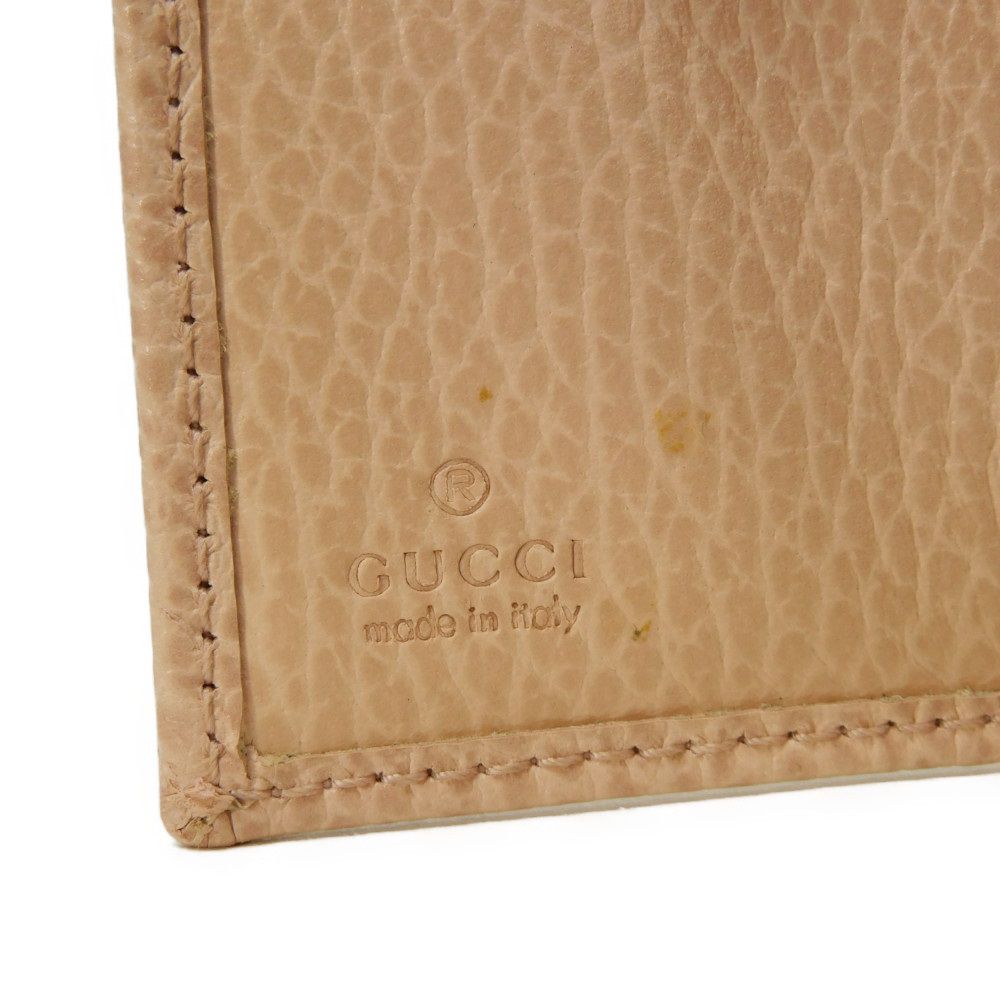 Used GG Marmont Double G Compact Wallet (9539), 735212, 7942, Calfskin Billfold Card Case and Coin Purse, Pink Beige,