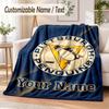 Custom Text Flannel Blanket Pittsburgh Penguins Print Warm Cozy Blanket Home Sofa Bedding