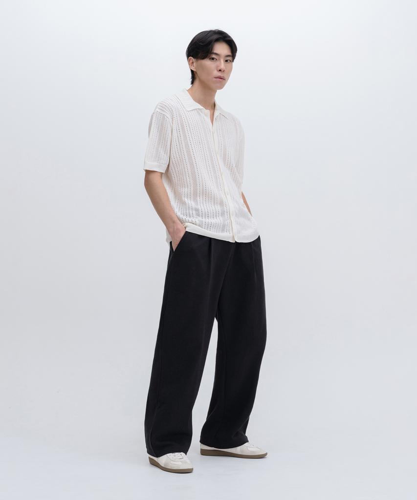 LEMAIN SECOND One-Pleat Wide Sweatpants [Black] (B Type)